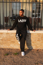 LAZEE Stealth Black Waffle Knit — front, on model