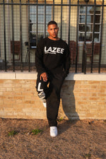 LAZEE Stealth Black Waffle Knit — front, on model