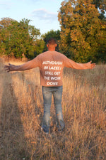LAZEE Brown Waffle Knit — back print, on model