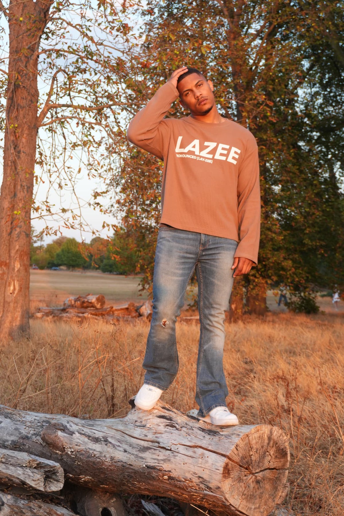 LAZEE Brown Waffle Knit — on model