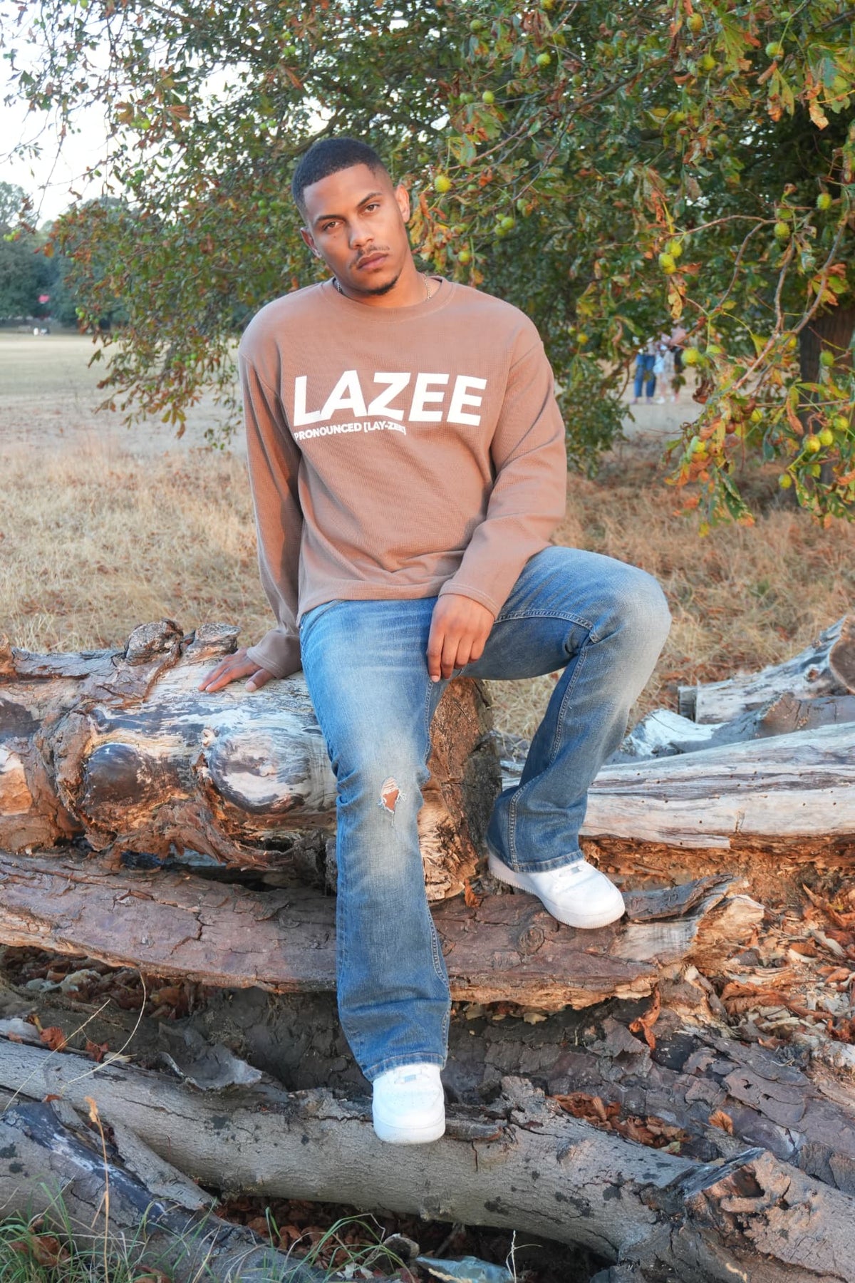 LAZEE Brown Waffle Knit — on model